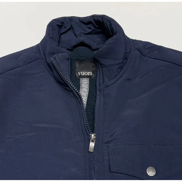 Vuori Mens Navy Blue Fleece Hybrid Full Zip Jacket Mock Neck Small V521 - Picture 3 of 3